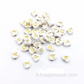 4 * 7 mm de perles d'artisanat d'alphabet coeur pour la fabrication de bijoux